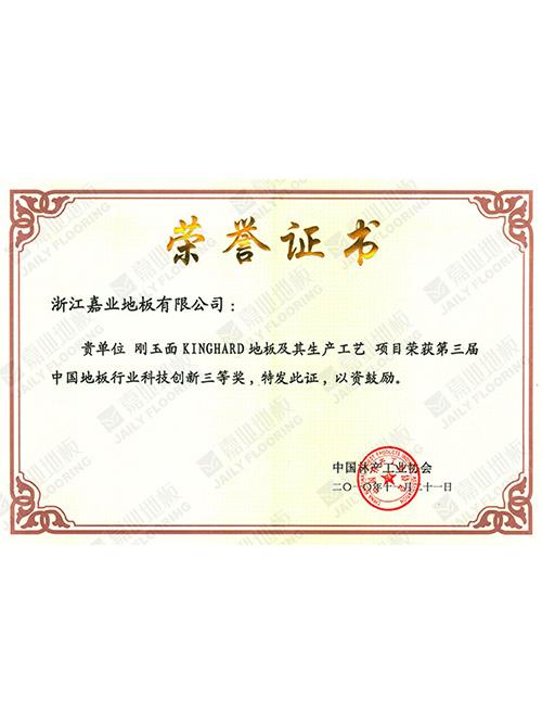 中国行业科技创新荣誉证书